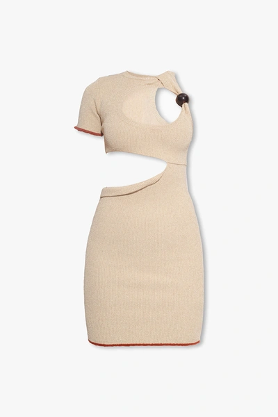 Jacquemus Brilho Cutout Metallic Ribbed-knit Mini Dress In New