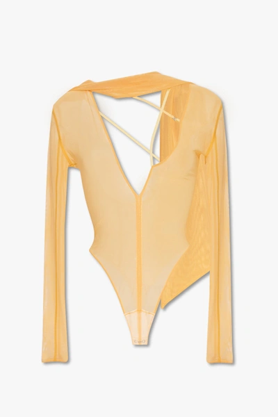 Jacquemus Le Abanaba Semi-sheer Bodysuit In Nude