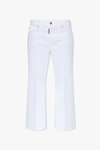 Dsquared2 White Cropped Wide Leg Denim Jeans In New