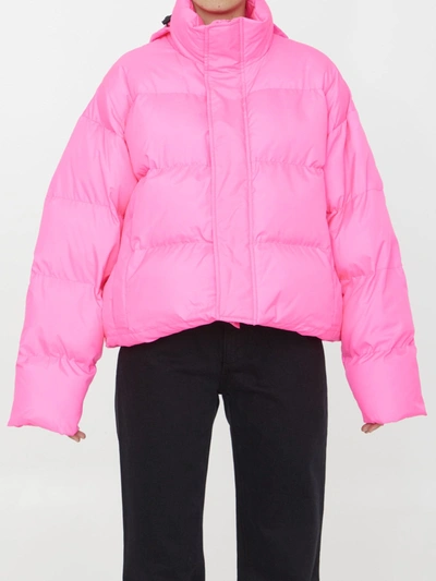 Balenciaga Neon Pink Nylon Puffer Jacket