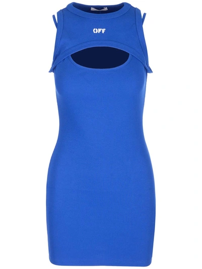 Off-white Electric Blue Cotton Mini Dress