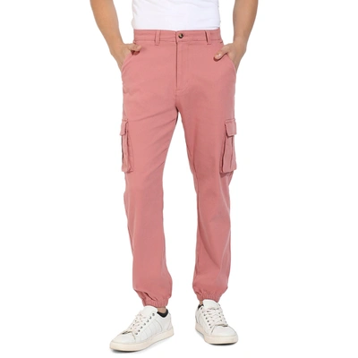 Campus Sutra Cuffed Hem Cargo Trousers In Pink
