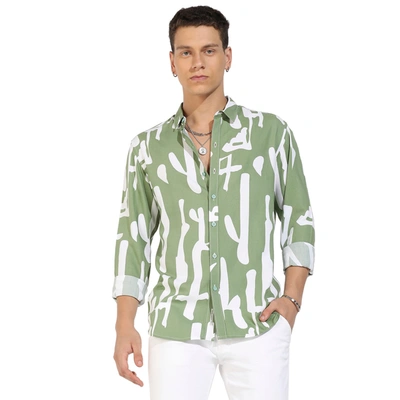 Campus Sutra Abstract Printed Shirt In Green