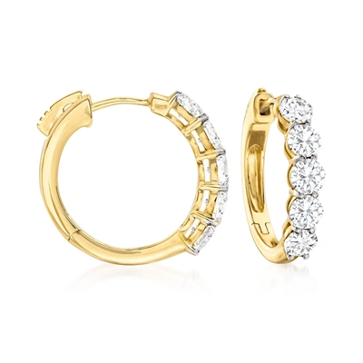 Ross-simons Round Brilliant-cut Diamond 5-stone Hoop Earrings In 14kt Yellow Gold In White