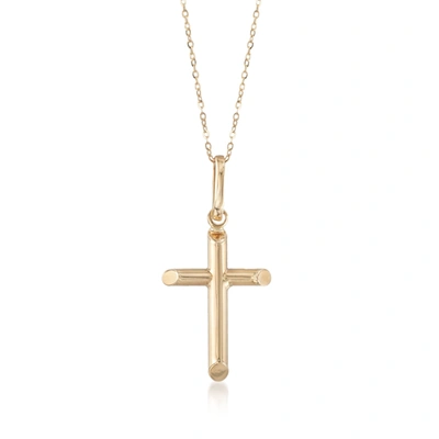 Ross-simons 14kt Yellow Gold Cross Pendant Necklace In White
