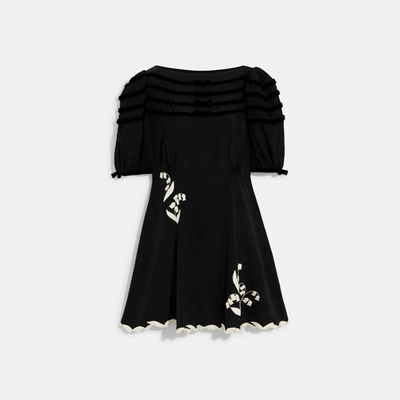 Coach Outlet Babydoll Dress With Velvet Bows In Black