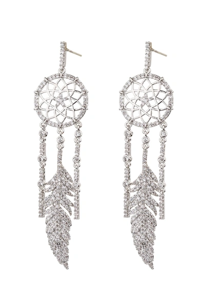 Eye Candy La Dream Catcher Cz Crystal Drop Earring In Silver