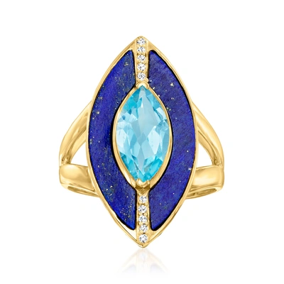 Ross-simons Lapis Ring With Swiss Blue And White Topaz In 18kt Gold Over Sterling