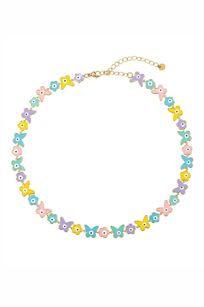 Eye Candy La The Luxe Collection Pastel Butterfly Necklace In Multi