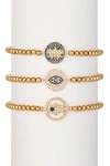 Eye Candy La Luxe Titanium Cz Emilia Stretch Bracelet Set In Gold