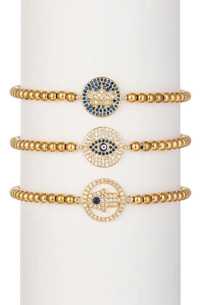 Eye Candy La Luxe Titanium Cz Emilia Stretch Bracelet Set In Gold