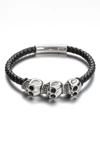 Eye Candy La Skull Head Leather Bracelet In Black