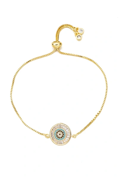 Eye Candy La Luxe Collection 18k Plated Cz Morocco Eye Bracelet In Gold