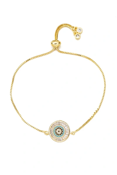 Eye Candy La Luxe Collection 18k Plated Cz Morocco Eye Bracelet In Silver