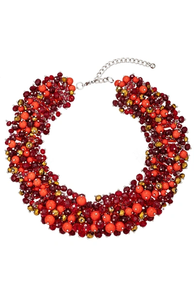 EYE CANDY LA HARPER RED COLLAR STATEMENT NECKLACE