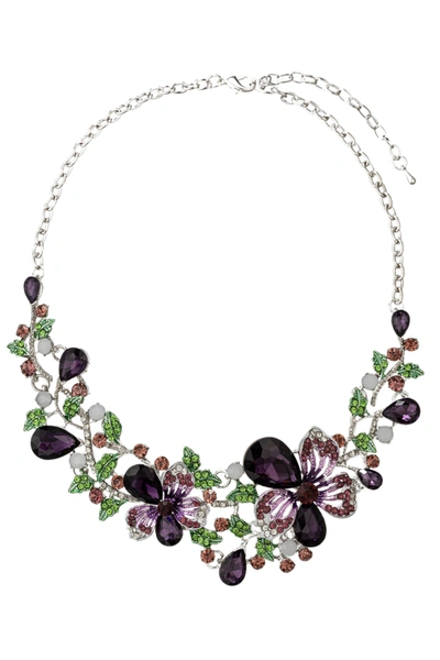 Eye Candy La Glass Crystal Madison Statement Necklace In Purple
