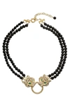 Eye Candy La Agate Leopard Necklace In Black