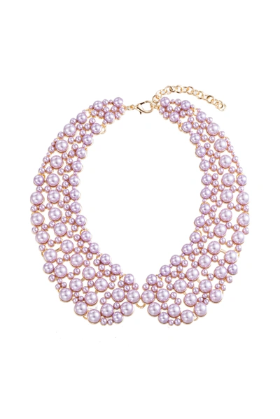 Eye Candy La Diana Glass Pearl Collar Necklace In Purple