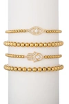 Eye Candy La Women's Luxe Heena 4-piece Hamsa & Evil-eye Cubic Zirconia Crystal Beaded Bracelets In White