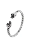 Eye Candy La Men's Stainless Steel Skull Cuff Bracelet In Silver