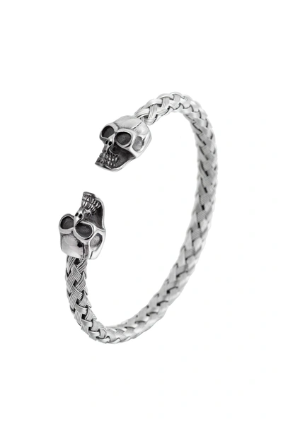 Eye Candy La Luxe Collection Willie Stainless Steel Skull Cuff Bracelet In Silver