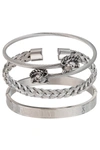 Eye Candy La Premium Collection Titanium Lion 3pc Stretch Bracelet Set In Silver