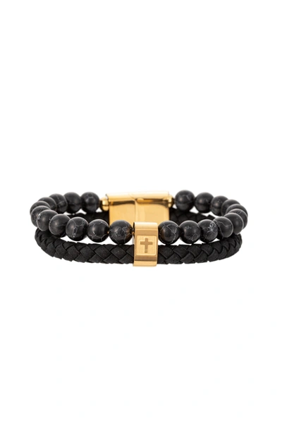 Eye Candy La Men's Goldtone Titanium, Leather & Agate Beads Bracelet In Neutral