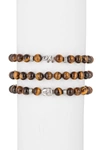 Eye Candy La Sol Tiger Eye Beaded Bracelet Set In Brown