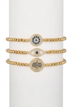 Eye Candy La Luca Titanium Cz 3pc Stretch Bracelet Set In Gold