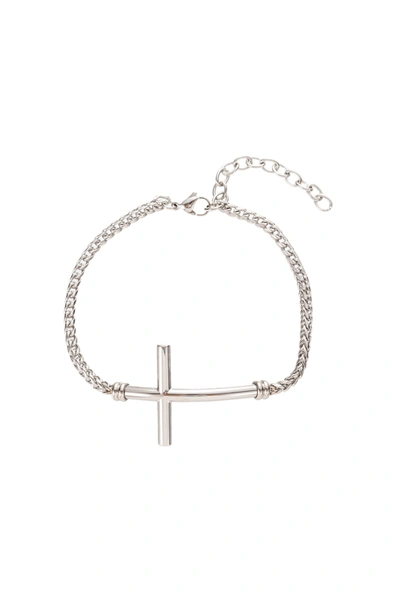 Eye Candy La Men's Carson Titanium Cross Chain Bracelet In Neutral