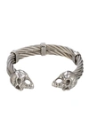 EYE CANDY LA DOUBLE SKULL CUFF BRACELET - SILVER