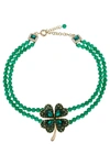 EYE CANDY LA GREEN CLOVER STATEMENT BEADED NECKLACE