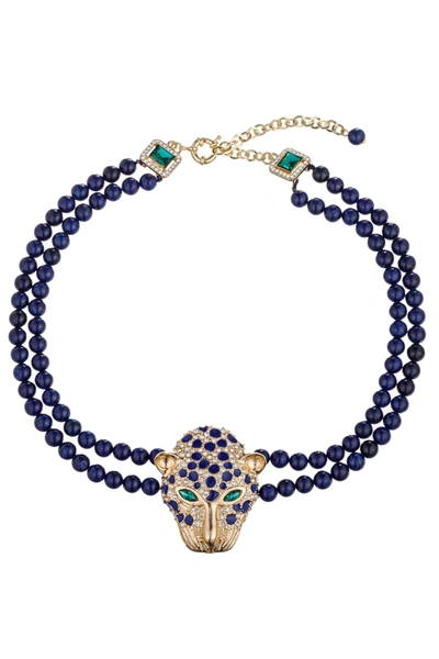 Eye Candy La Zoe Blue Leopard Agate Beaded Necklace