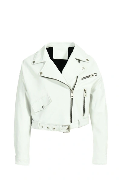 Wanan Touch Stella Jacket In White Lambskin Leather