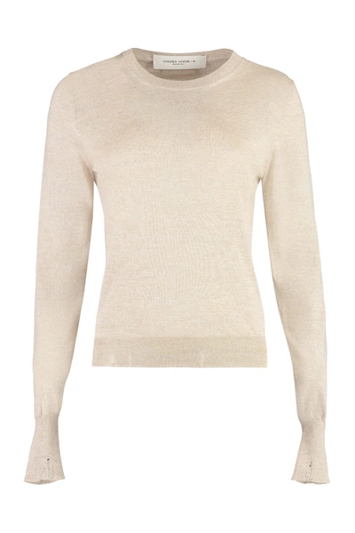 Golden Goose Crew-neck Wool Sweater In Beige