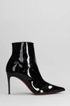 CHRISTIAN LOUBOUTIN CHRISTIAN LOUBOUTIN SPORTY KATE BOOTY HIGH HEELS ANKLE BOOTS IN BLACK PATENT LEATHER