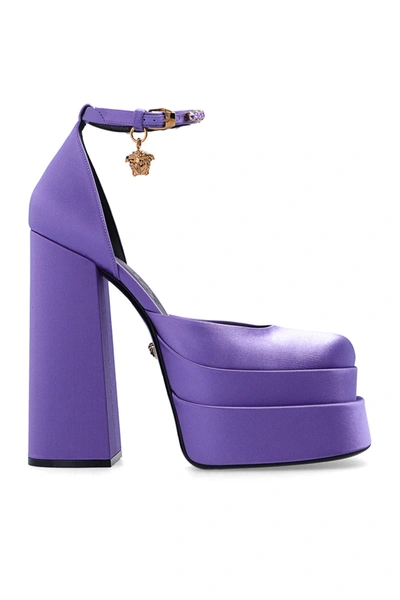 Versace Purple Medusa Aevitas Platform Heels In New