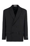 Valentino Oversized Double-breasted Silk-faille Blazer In Black