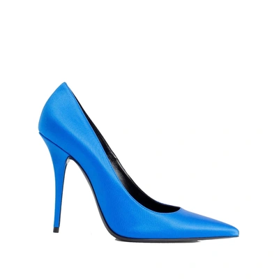 Saint Laurent Satin Slingback Pumps In Blue