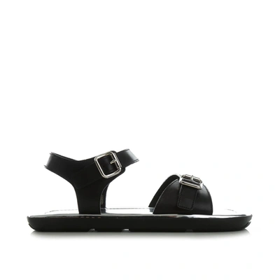 Prada Leather Sandals In Black