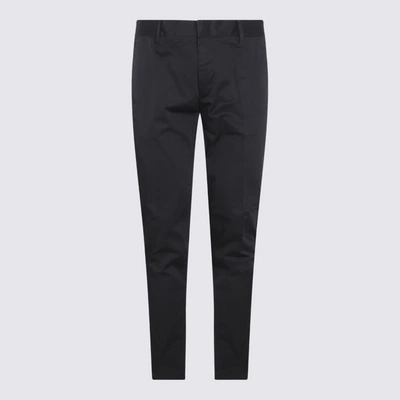 Emporio Armani Black Cotton Blend Pants In Blu Navy
