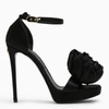 Dolce & Gabbana Keira 105 Satin Bow Sandals In Patent Leather In Black