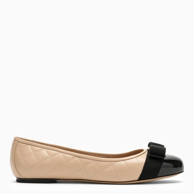 Ferragamo Varina Quilted Leather Ballet Flats In Black