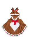 Margaux And Lexi Kids' Reindeer Poncho Sweater In Brown