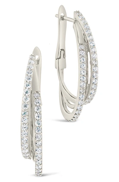 Sterling Forever Kyle Cubic Zirconia Hoop Earrings In Silver