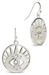 Sterling Forever Mahana Cz Evil Eye Disk Drop Earrings In Metallic