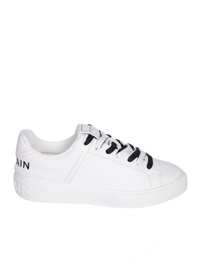 Balmain B-court Smooth Leather Trainers In White