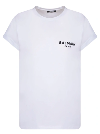 Balmain White Flock T-shirt In Black