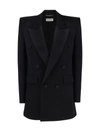 Saint Laurent Silk Collar Blazer In Noir