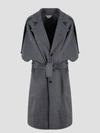 Bottega Veneta Belted Wool And Cashmere Coat In Grey